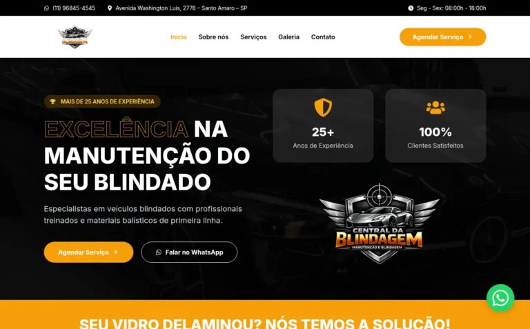 Central dos Blindados - Landing Page feito pela Tecnolhar