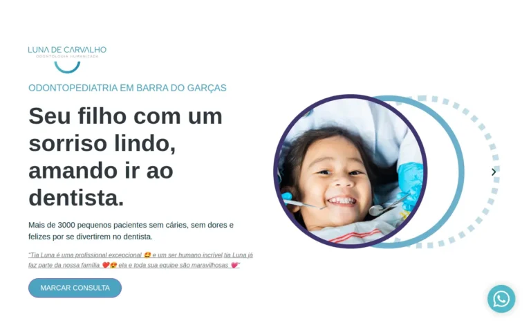 Dra. Luna De Carvalho Fernandes Odontopediatria - Landing Page feito pela Tecnolhar