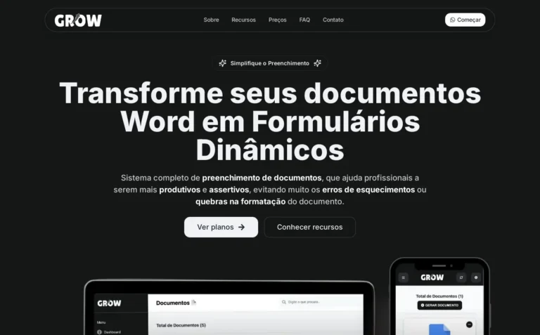 Grow Docs - Landing Page feito pela Tecnolhar