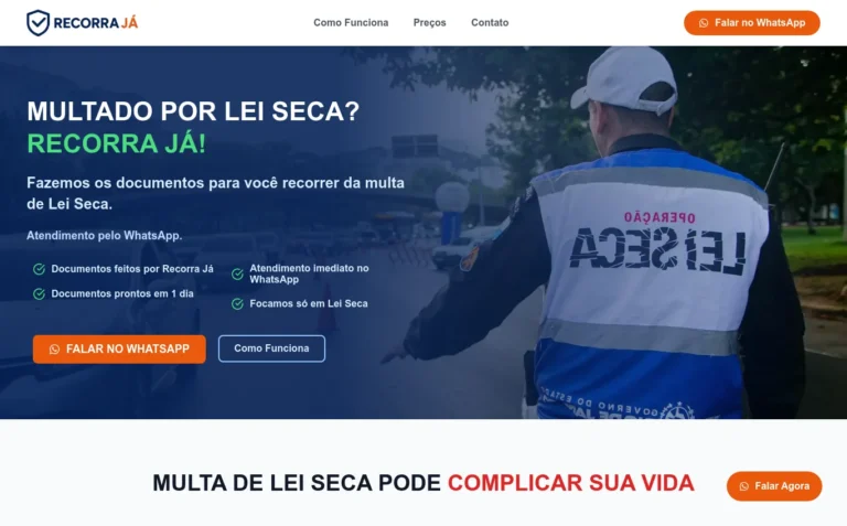 Recorra Já - Landing Page feito pela Tecnolhar