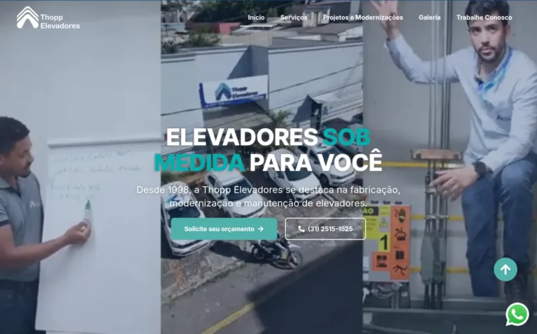 THOPP Elevadores - Site Institucional feito pela Tecnolhar