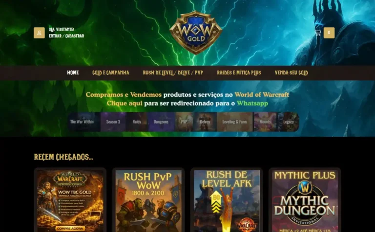 WoW Gold - E-commerce feito pela Tecnolhar