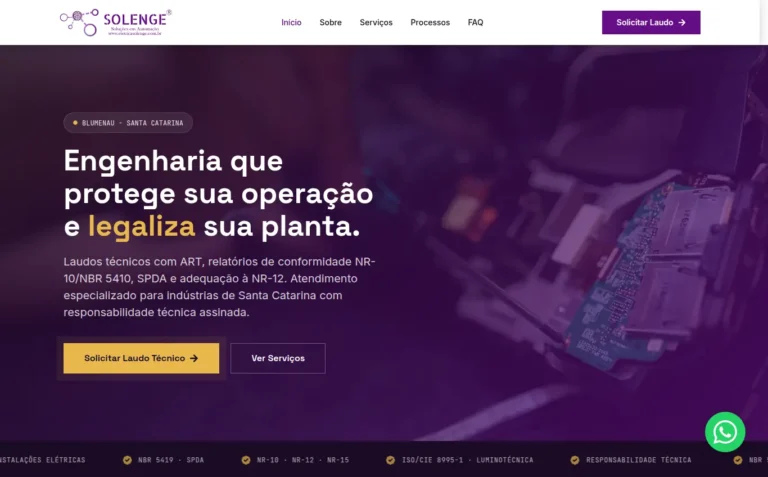 Solenge - Landing Page feito pela Tecnolhar